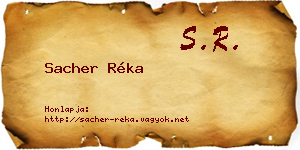 Sacher Réka névjegykártya
